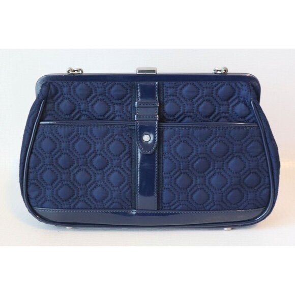 Vintage Vera Bradley Quilted Chan Link Handbag Shoulder Purse Navy Blue - Picture 3 of 8